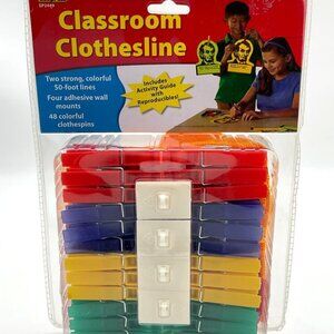 Teacher Created Resources Classroom Clothesline Kit Multicolored Clips & Guide